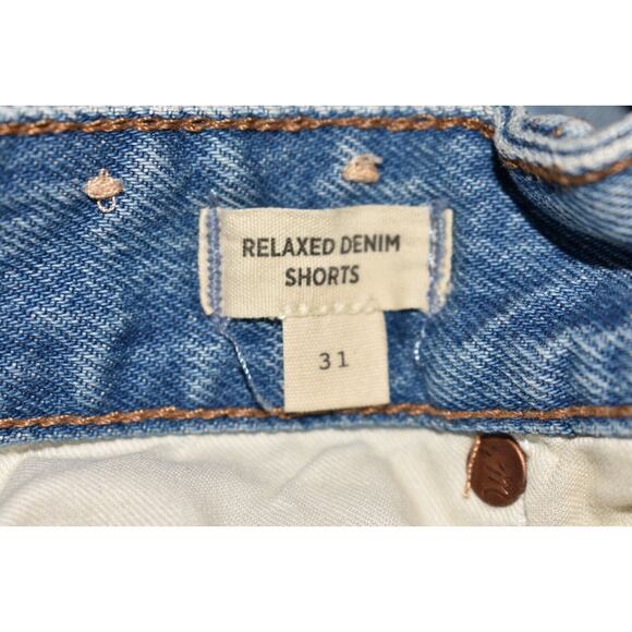 MADEWELL $68 Light Wash Factory Distressed Relaxed Cut-Off Denim Short Size 31 - Picture 3 of 4